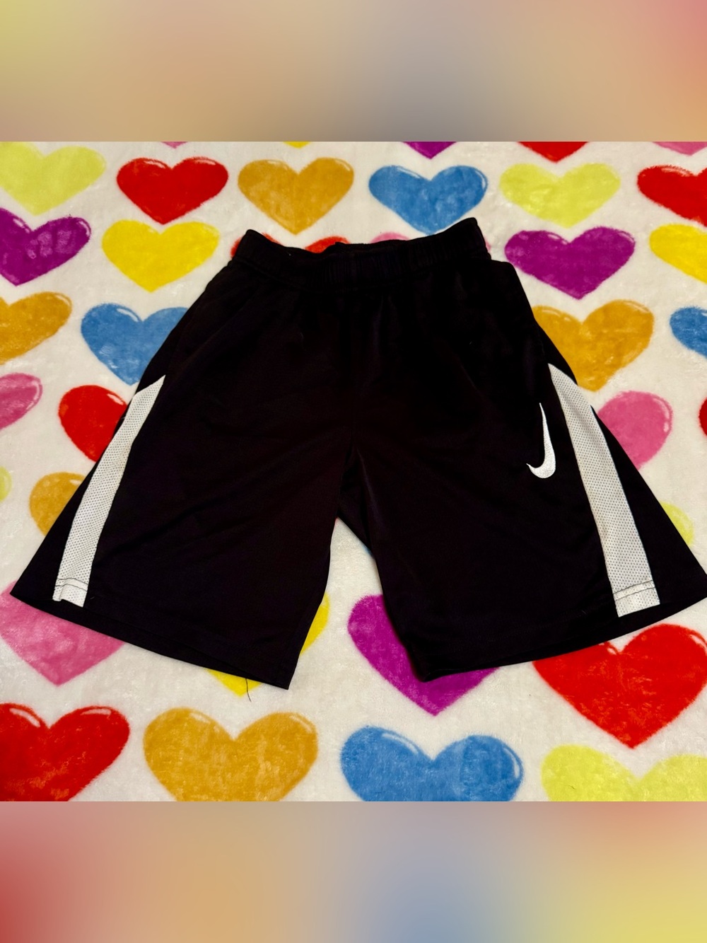 Nike boy’s Black Shorts with White Swoosh and Side Panels